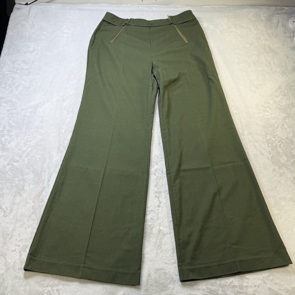 Vintage 60s 70s Green Dual Zip Bell Bottoms Pants Glam Rock Hippie Disco‎ 30x31